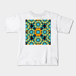 Boho Daisy Chain | Aqua with Yellow Daisies Kids T-Shirt